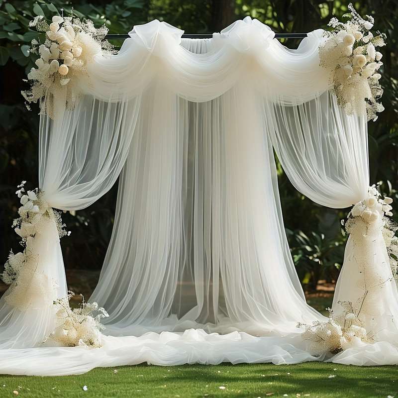 Elegant White Chiffon Tulle Curtains For Wedding Arch