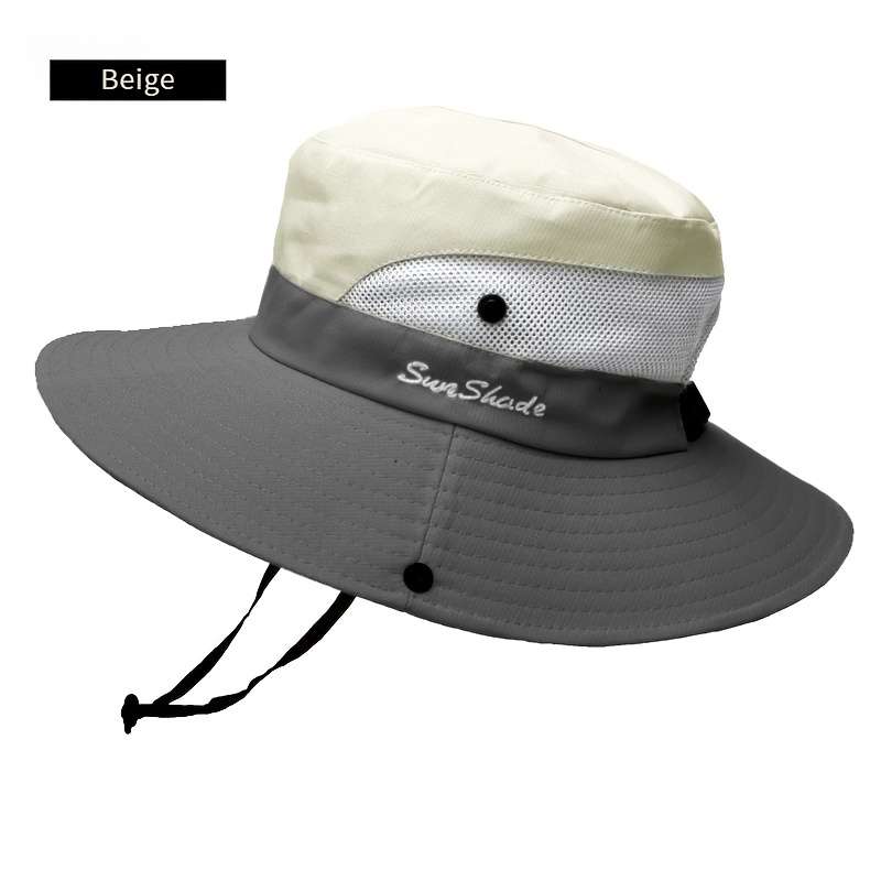 Women's Two-Tone Sun Hat With Ponytail Hole