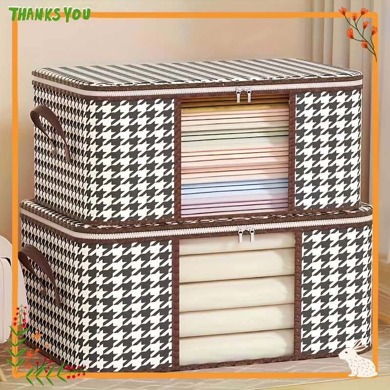 Chic Houndstooth Clothing And Quilt Storage Bag