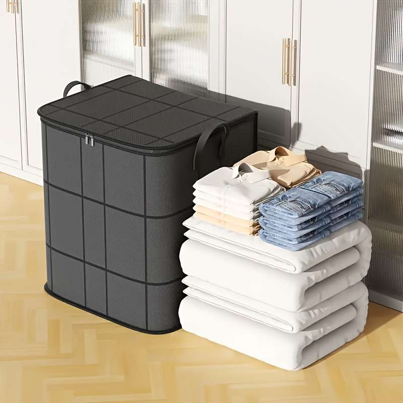 Large-Capacity Striped Black Storage Bag