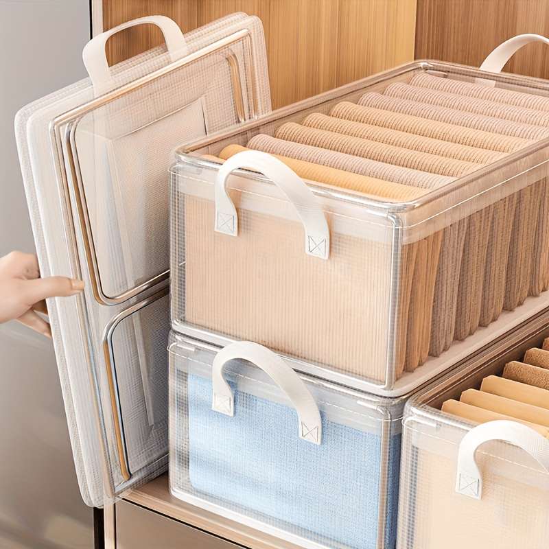 1pc Foldable Pvc Drawer Style Blanket And Clothes Storage Box