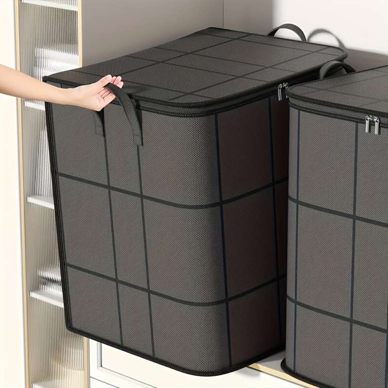 Large-Capacity Striped Black Storage Bag