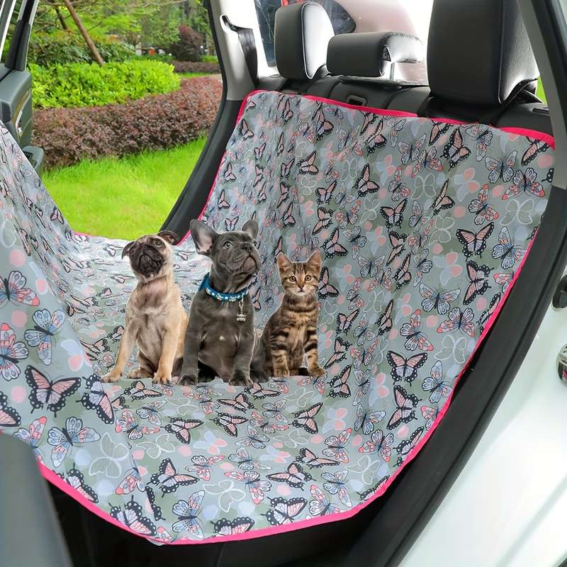 Butterfly Floral Pet Car Seat Cover - Stain Resistant