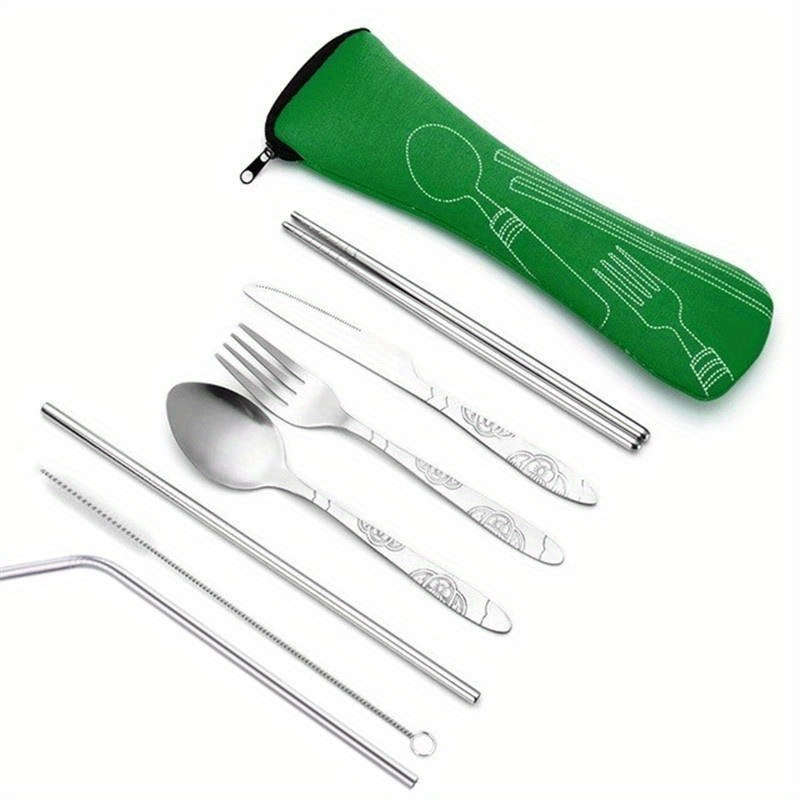 7-Piece Stainless Steel Travel Cutlery Set