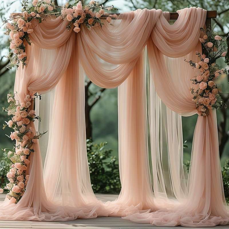 Elegant White Chiffon Tulle Curtains For Wedding Arch
