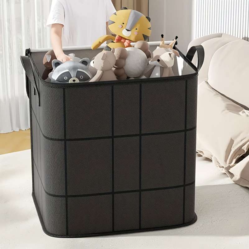 Large-Capacity Striped Black Storage Bag
