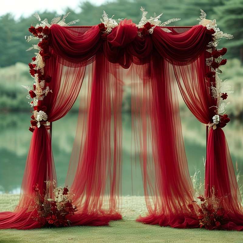 Elegant White Chiffon Tulle Curtains For Wedding Arch