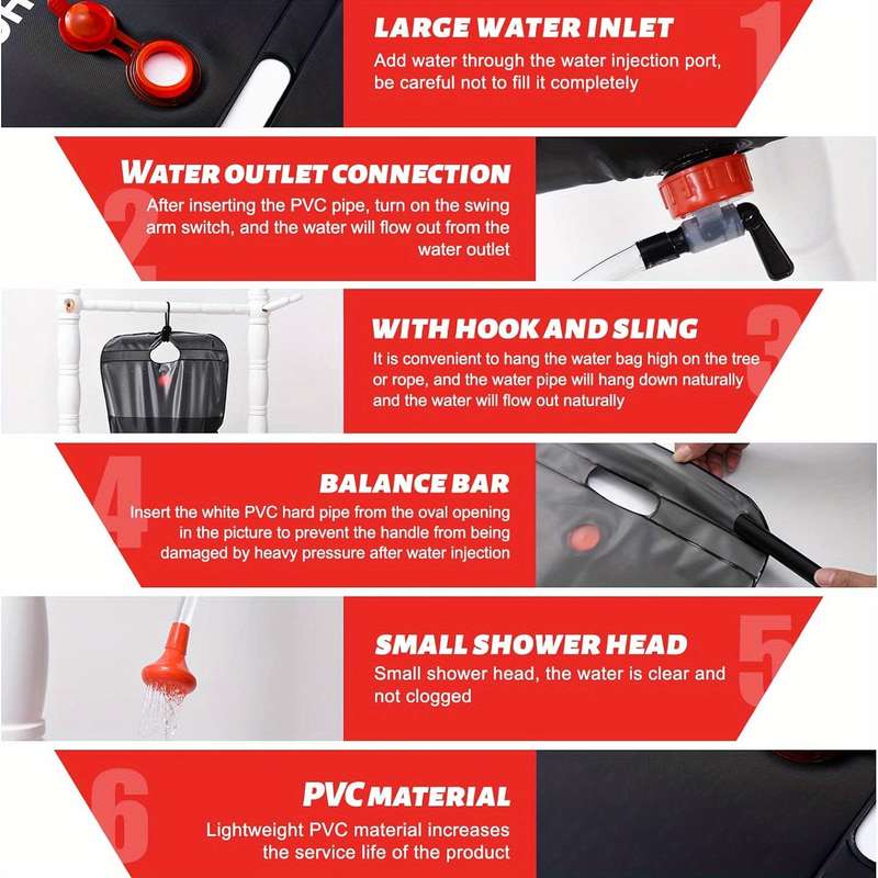 1 Piece Solar Shower Bag For Camping