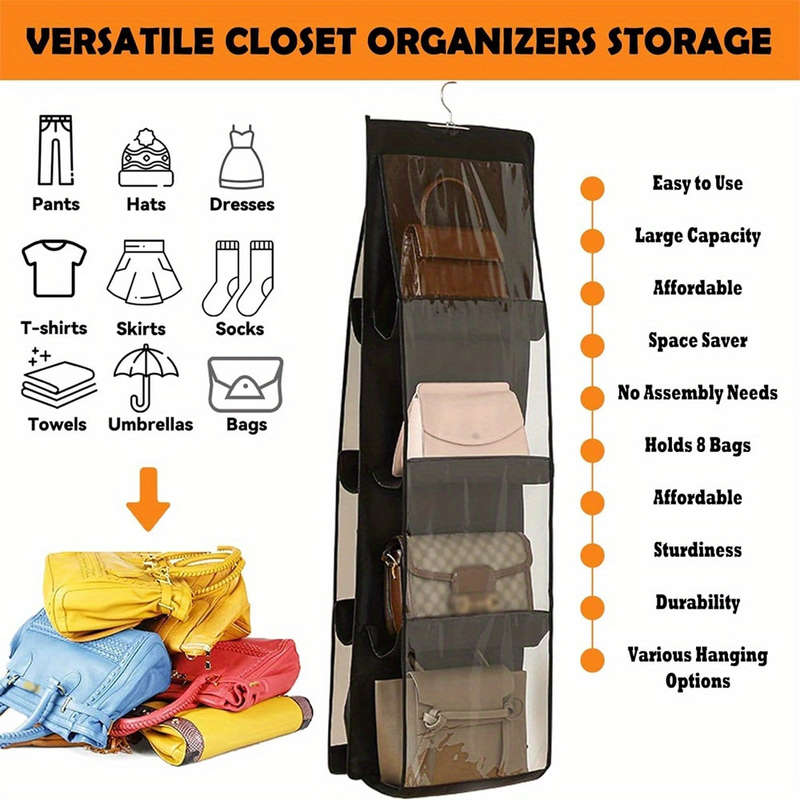 8 Pocket Hanging Handbag Organizer