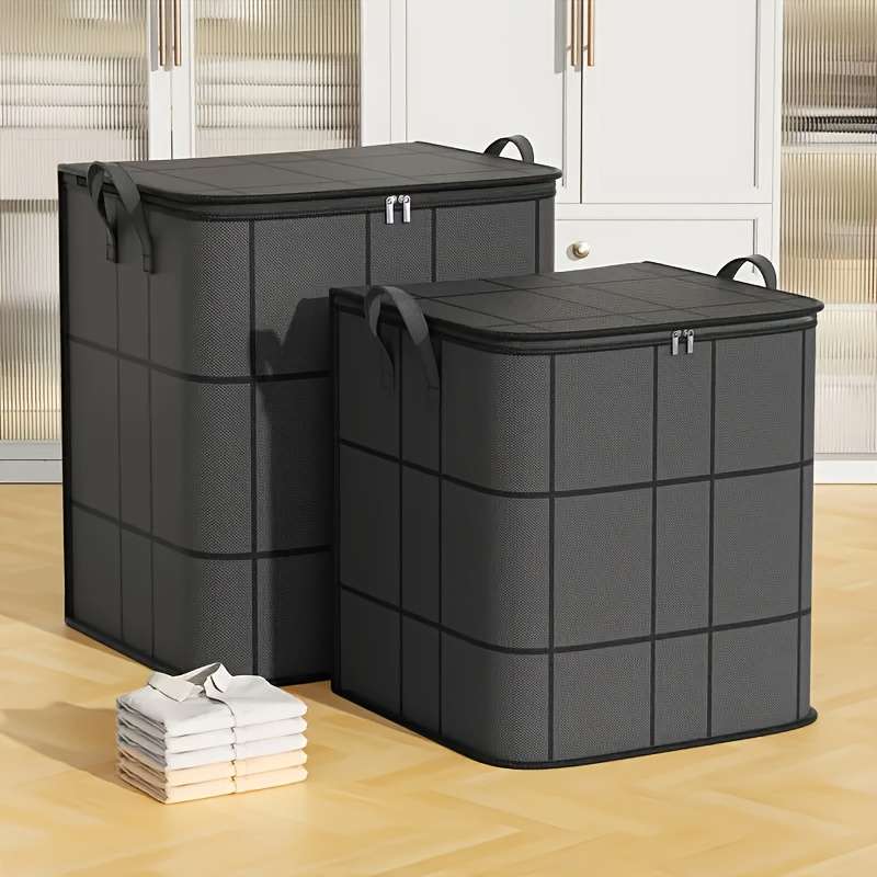 Large-Capacity Striped Black Storage Bag