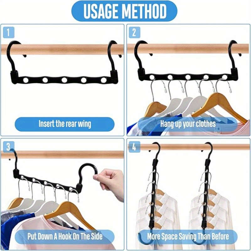 5 Pieces Space Saving Clothes Hangers Black Plastic Hangers