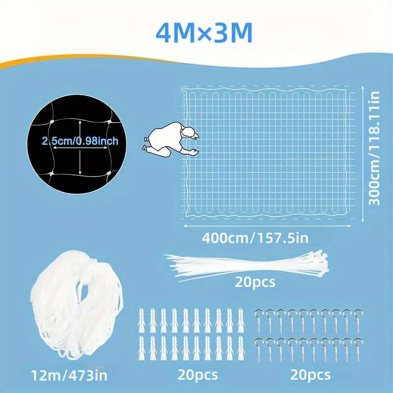 Balcony Transparent Cat Protection Net With Connecting Rope And Accessories