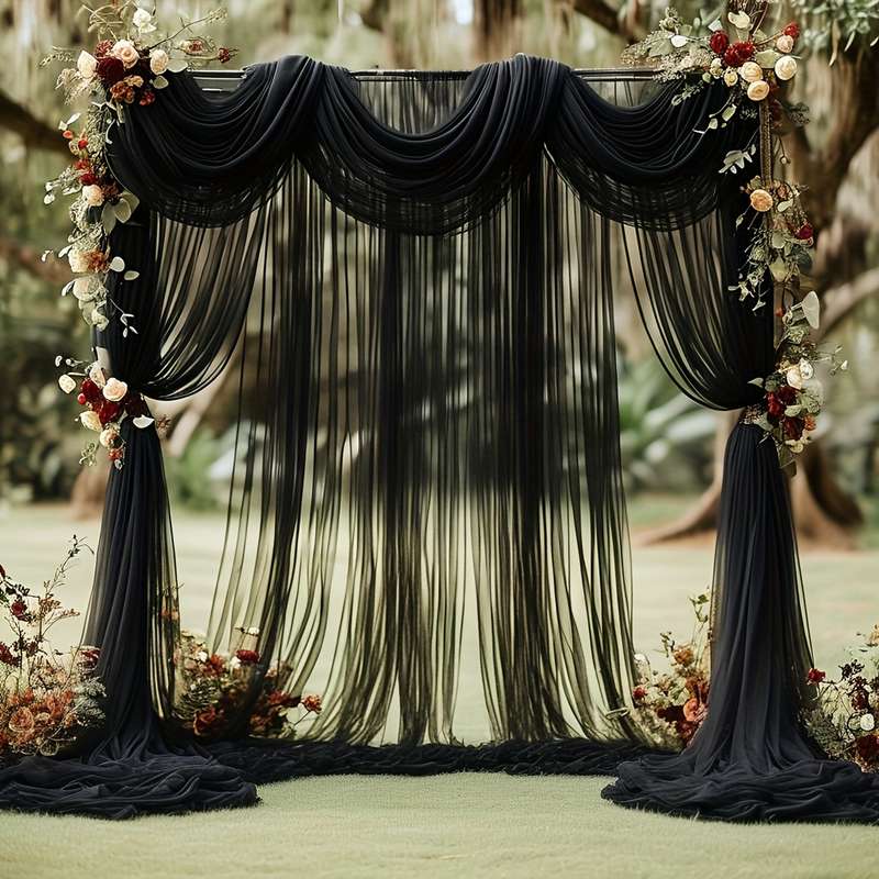 Elegant White Chiffon Tulle Curtains For Wedding Arch