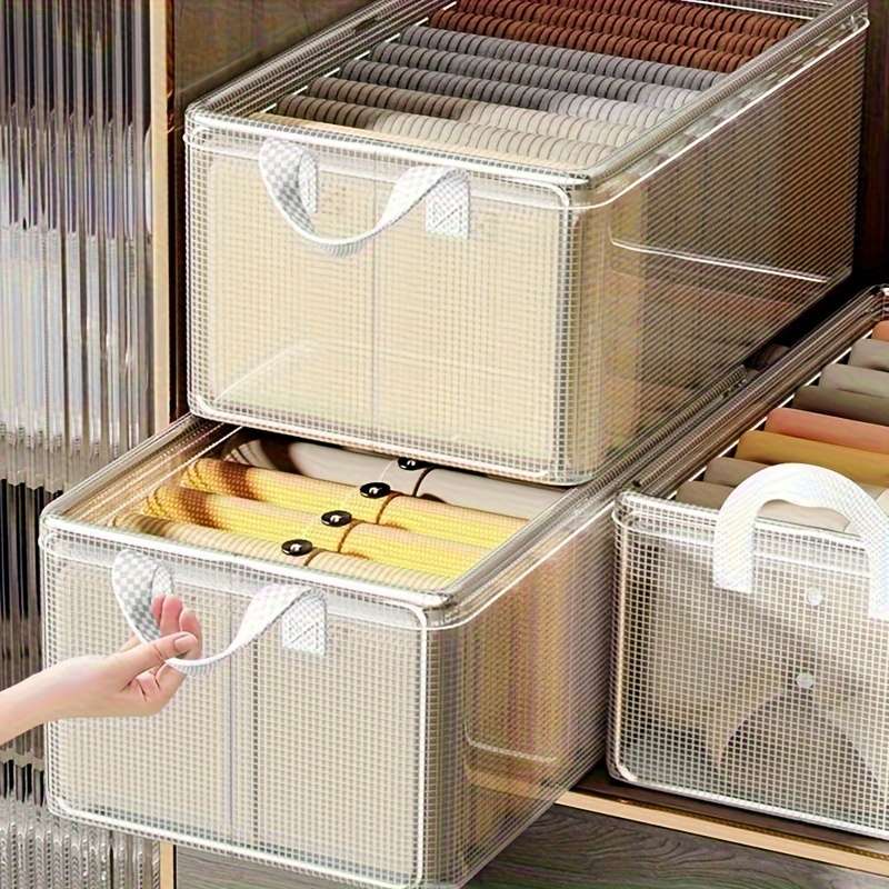 1pc Foldable Pvc Drawer Style Blanket And Clothes Storage Box