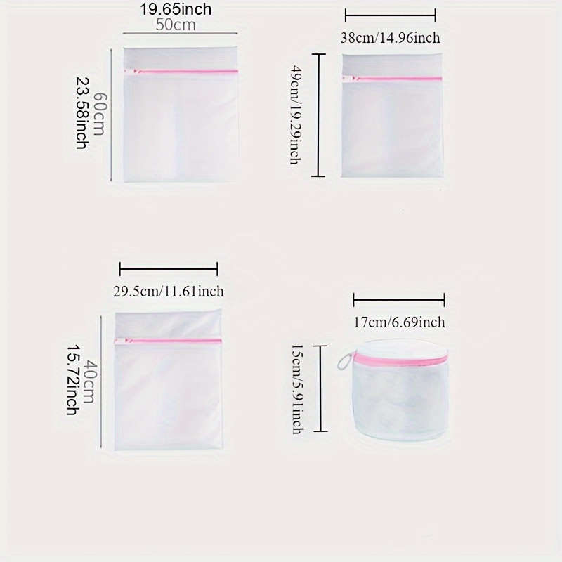 4-Pack Of Durable Polyester Mesh Laundry Bags With Zippers
