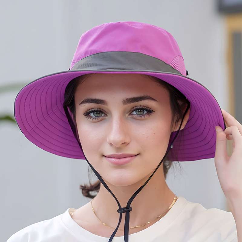 Women's Two-Tone Sun Hat With Ponytail Hole