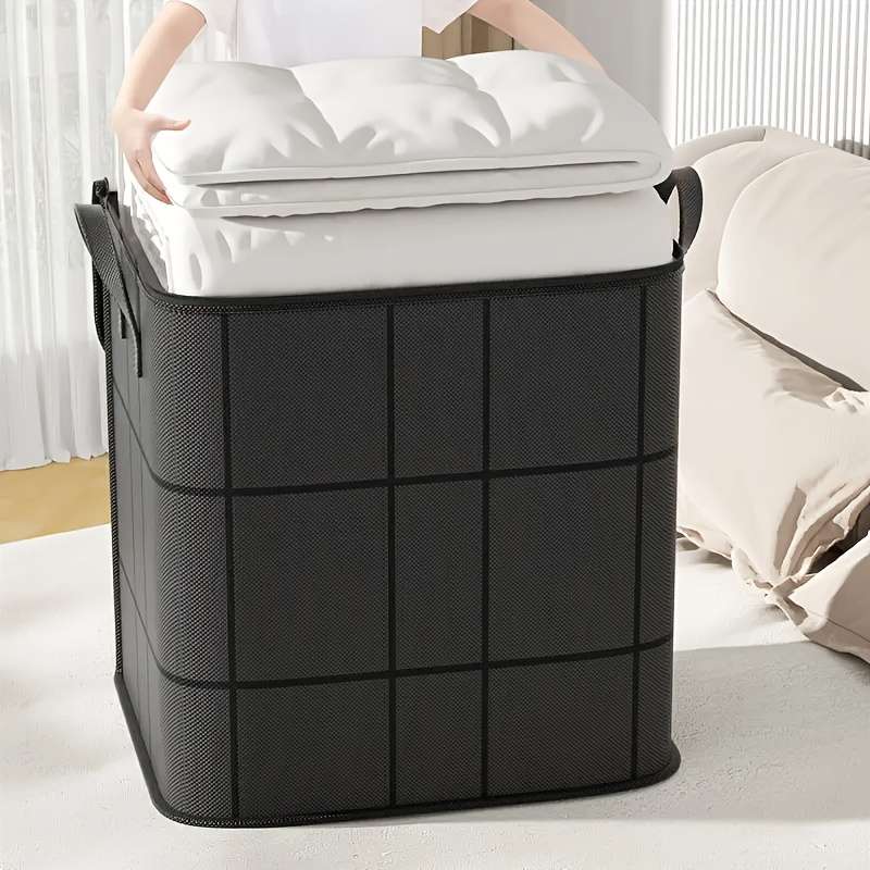 Large-Capacity Striped Black Storage Bag