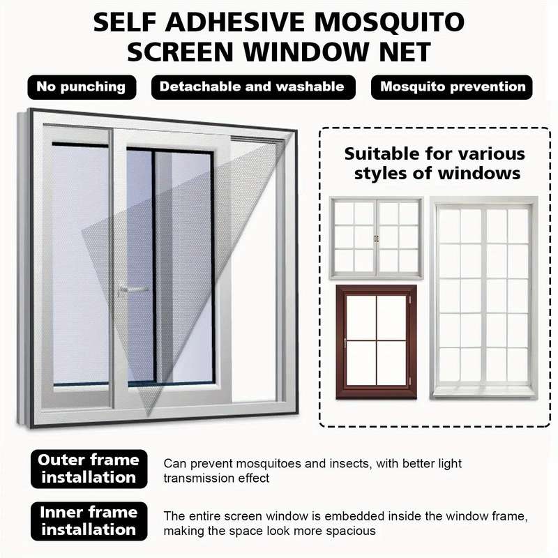 Easy To Install Self-Adhesive Window Screens