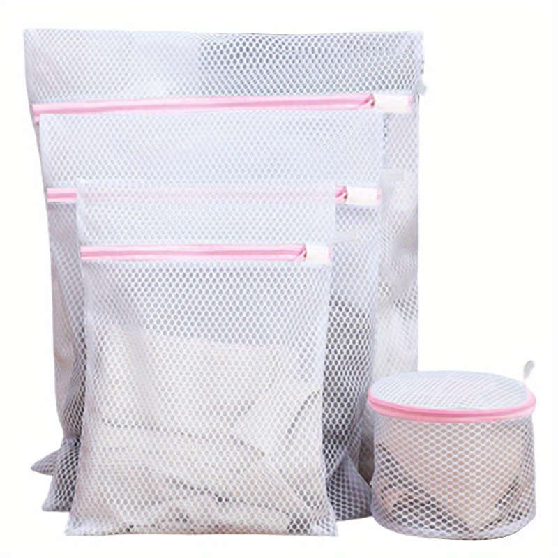 4-Pack Of Durable Polyester Mesh Laundry Bags With Zippers