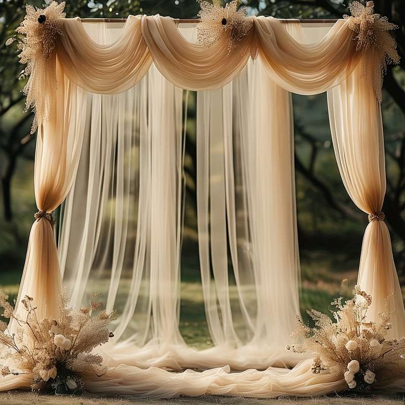Elegant White Chiffon Tulle Curtains For Wedding Arch