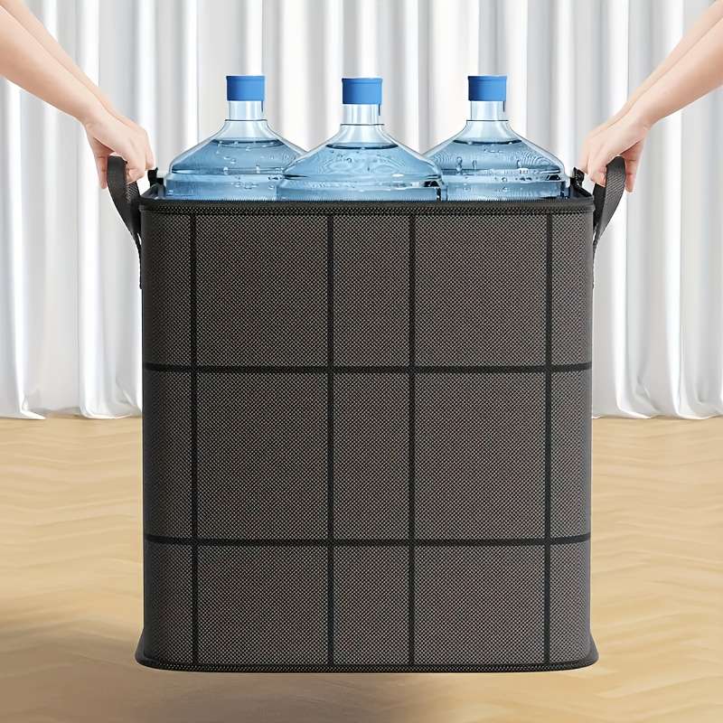 Large-Capacity Striped Black Storage Bag