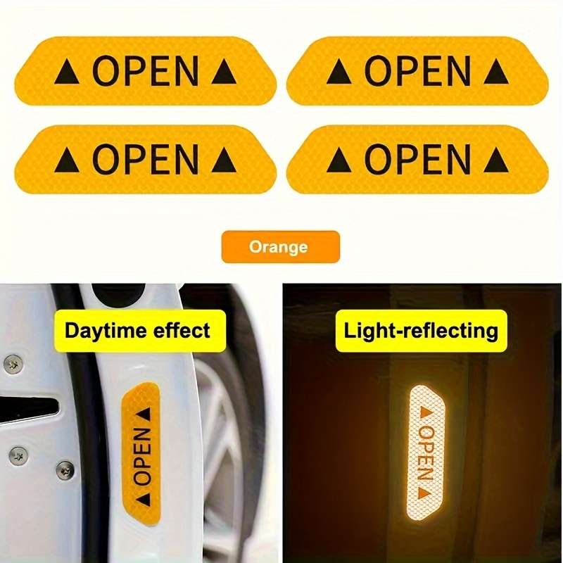 4 Pieces Of Reflective Warning Stickers For Car Doors