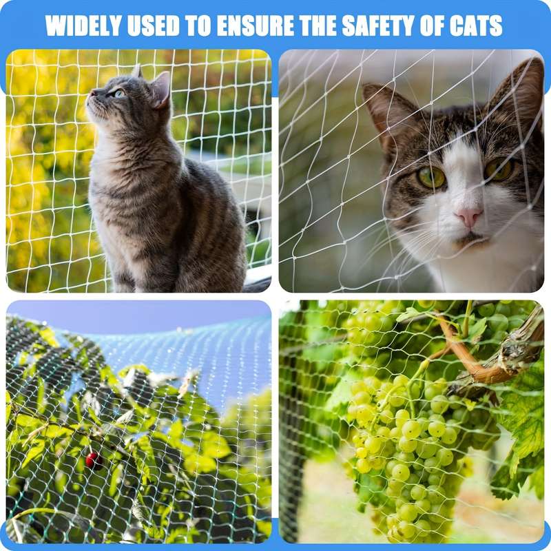 Balcony Transparent Cat Protection Net With Connecting Rope And Accessories