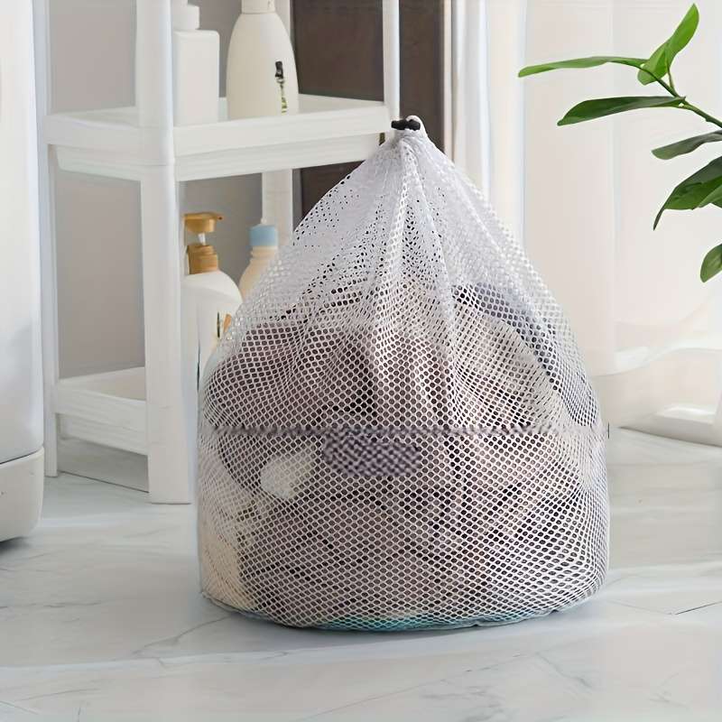 1 Durable Polyester Mesh Laundry Storage Bag With Drawstring