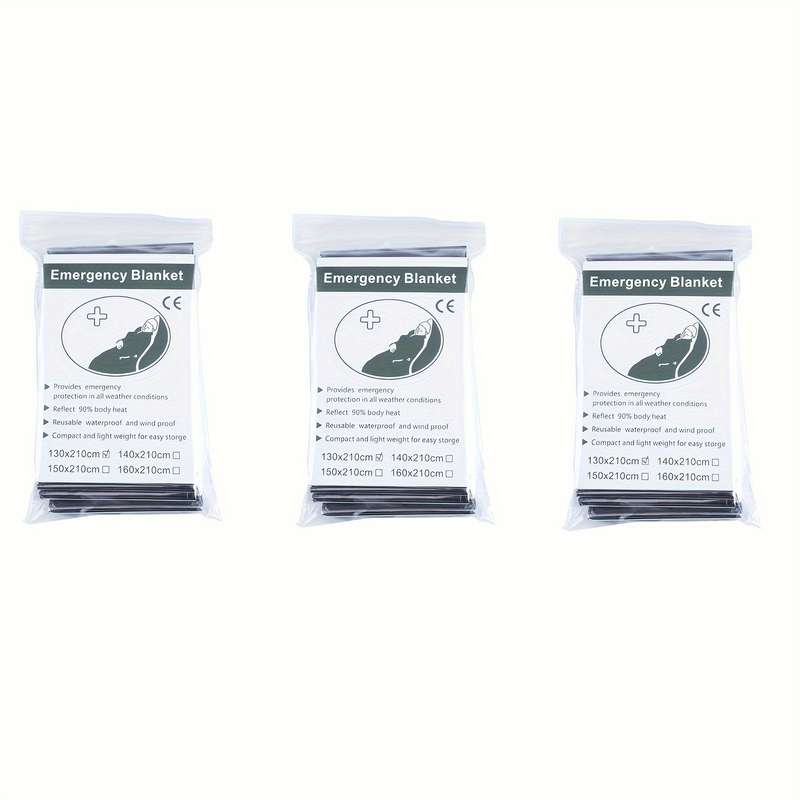3 Piece Survival Reflective Thermal First Aid Foil Blanket