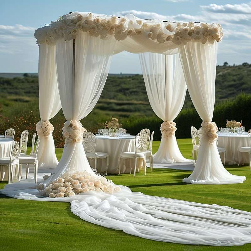 Elegant White Chiffon Tulle Curtains For Wedding Arch