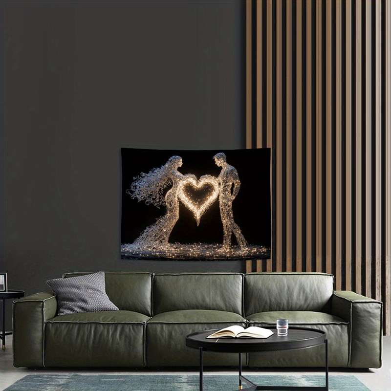 Glowing Couple Silhouette Tapestry