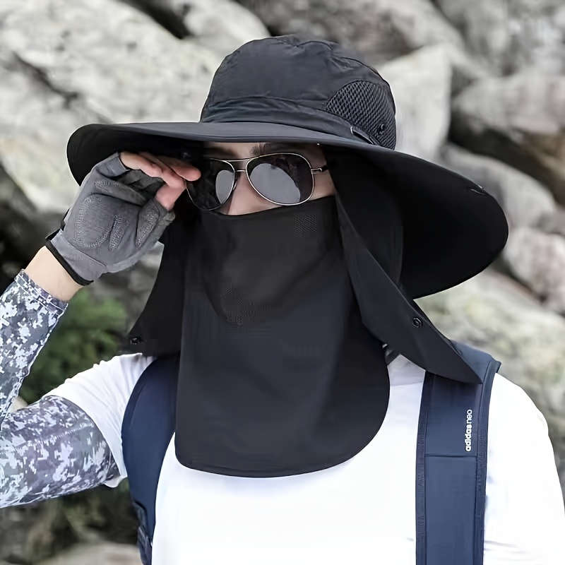Men's Wide Brim Sun Hat With Removable Face And Neck Hood