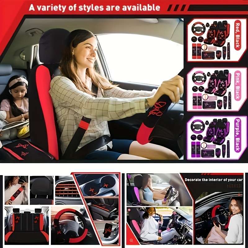 Universal 43 Piece Pink Butterfly Car Seat Cover Set