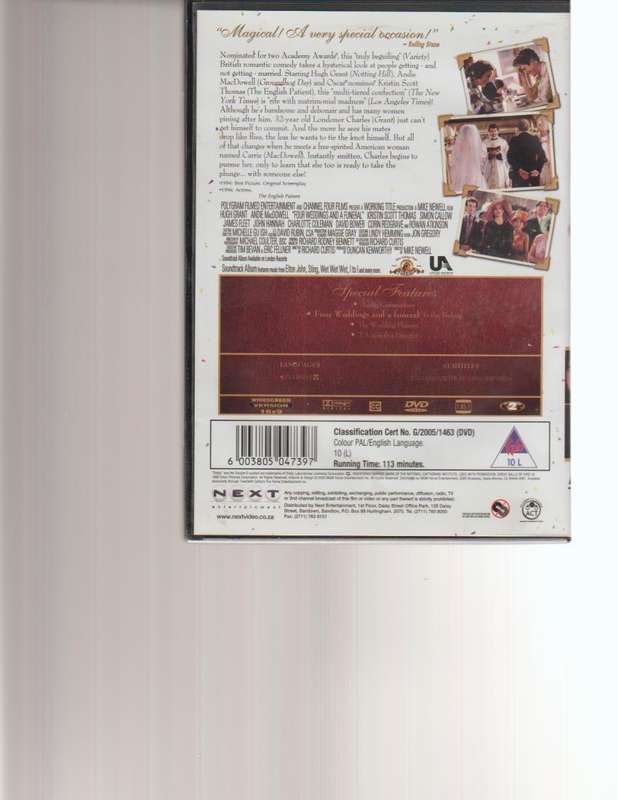 FOUR WEDDINGS AND A FUNERAL DVD