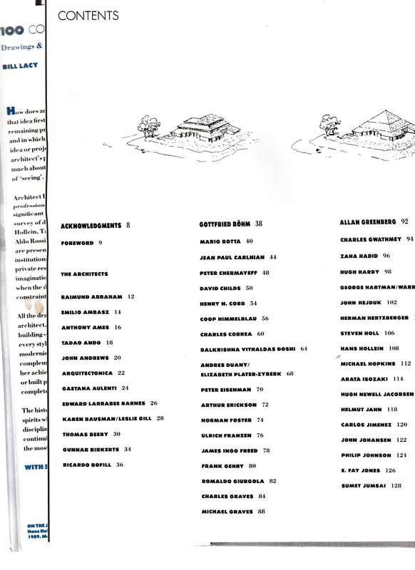 100 CONTEMPORARY ARCHITECTS, DRAWINGS AND SKETCHES