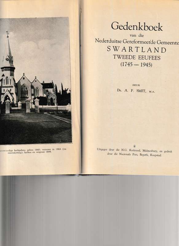 GEDENKBOEK VAN DIE NED. GEREF. GEMEENTE SWARTLAND TWEEDE EEUFEES 1745-1945