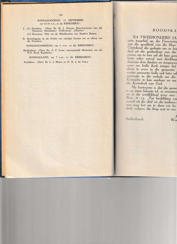 GEDENKBOEK VAN DIE NED. GEREF. GEMEENTE SWARTLAND TWEEDE EEUFEES 1745-1945