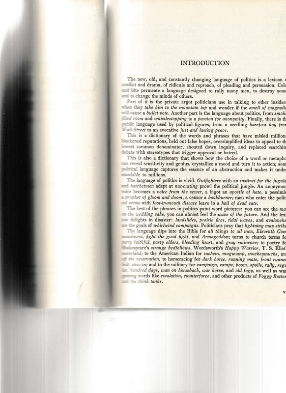 THE NEW LANGUAGE OF POLITICS, AN ANECDOTAL DICTIONARY OF CATCHWORDS, SLOGANS & POLITICAL USAGE