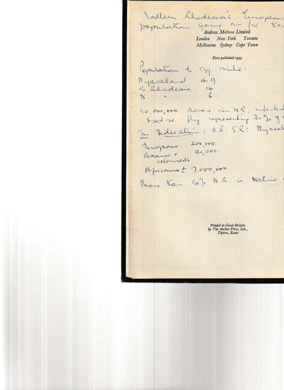 REPORT FROM THE RHODESIAS by H. MACLEAR BATE