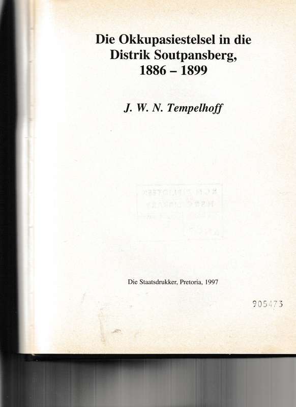 ARGIEF JAARBOEK 1997: OKKUPASIESTELSEL IN SOUTPANSBERG deur J.W.N. TEMPELHOFF