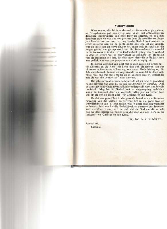 STREWERS-GEDENKBOEK 1901-1951, VYFTIG JAAR VAN CHRISTELIKE DIENS