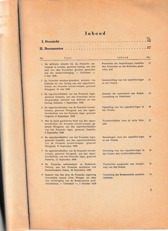 AUSWARTIGES AMT 1939/41 NO. 6 DIE GEHEIME ACTEN VAN DEN FRANSCHEN GENERALEN STAFF