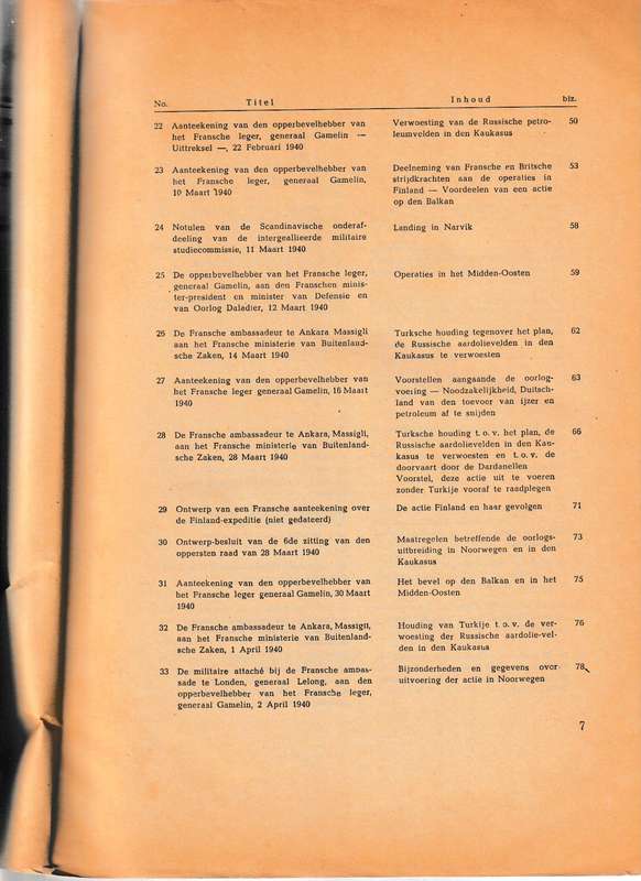 AUSWARTIGES AMT 1939/41 NO. 6 DIE GEHEIME ACTEN VAN DEN FRANSCHEN GENERALEN STAFF