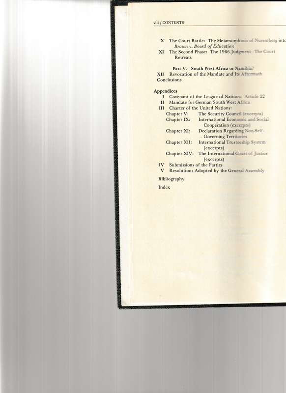 SOUTH WEST AFRICA AND THE UNITED NATIONS: AN INTERNATIONAL MANDATE IN DISPUTE
