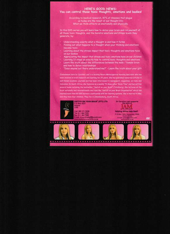 TOXIC THOUGHTS, EMOTIONS & BODIES by DR. CAROLINE LEAF 3 DISC DVD SET