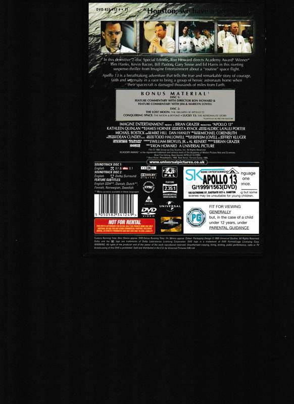 APOLLO 13 2 DISC SPECIAL EDITION DVD ON 2 DISCS.