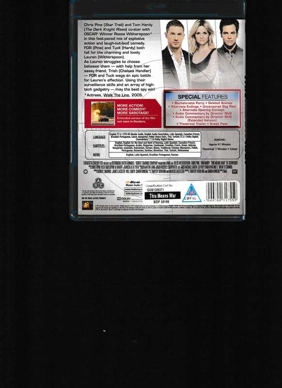 THIS MEANS WAR BLU RAY