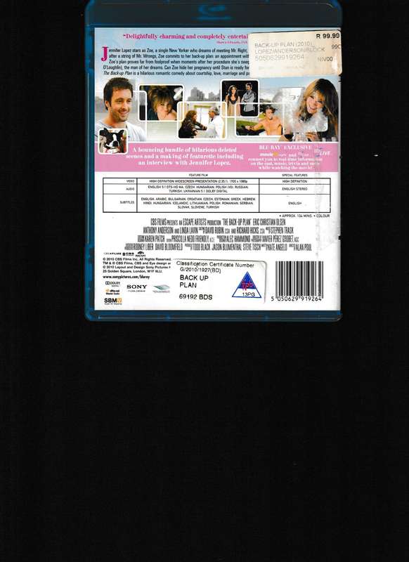 THE BACK-UP PLAN BLU RAY