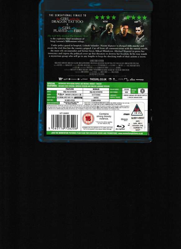 THE GIRL WHO KICKED THE HORNET'S NEST BLU RAY