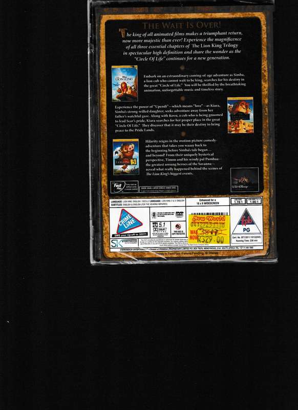 THE LION KING TRILOGY DVD'S